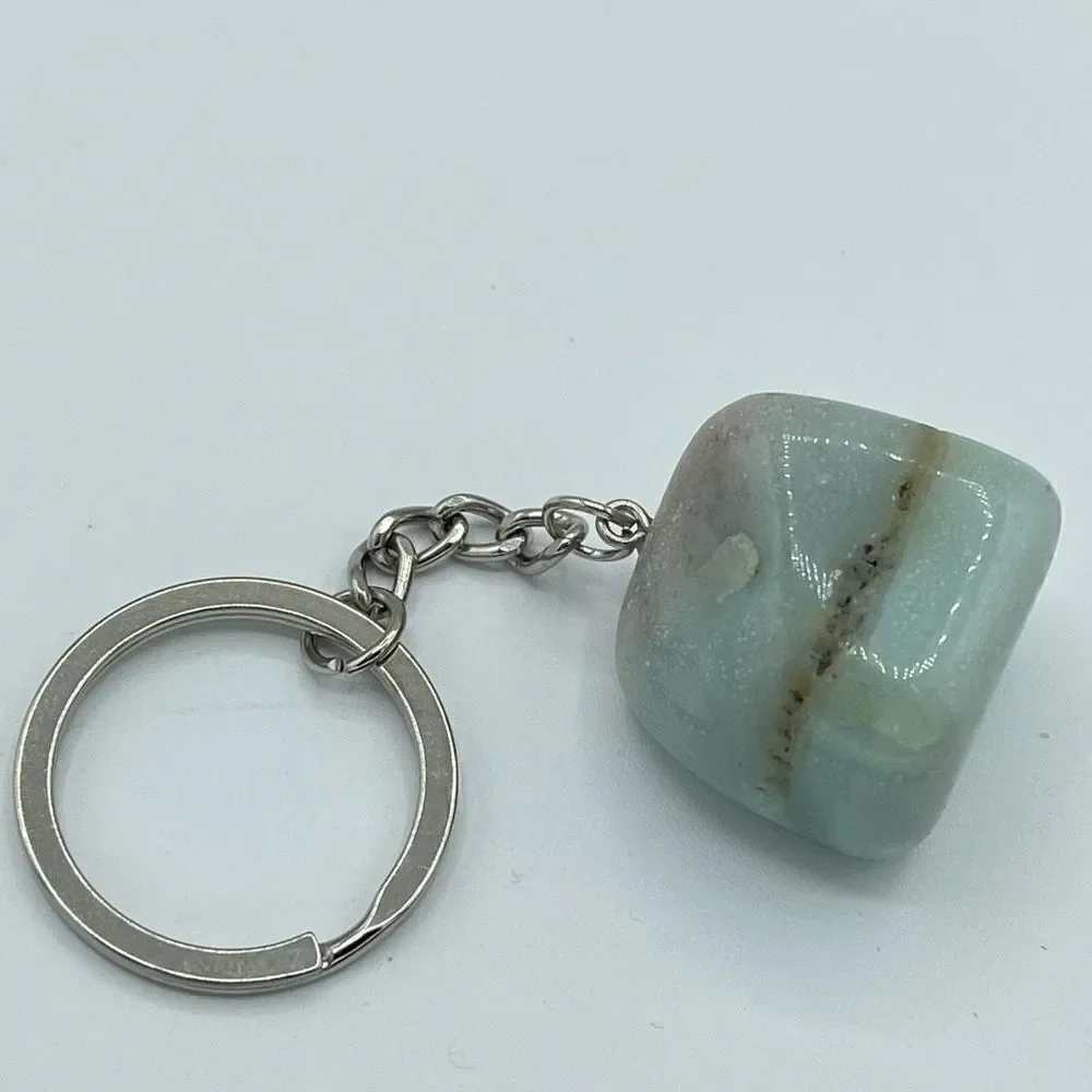Amazonite tumble keychain key ring pendant chain NEW hand crafted luck fortune l